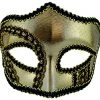 Sweidas Gold Style With Black Piping Mens Masquerade Eye Mask