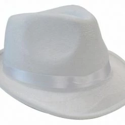 Unbranded Costume Accessories Deluxe White Velvet Fedora Gangster Hat 1920s Dance Costume Hat
