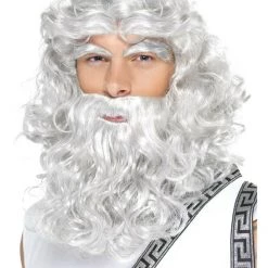 Smiffys Greek God Zeus Long Grey Wavy Wig And Beard Accessory And Mens Costume Men's Costume 7 Smiffys Greek God Zeus Long Grey Wavy Wig And Beard Accessory And Mens Costume Men's Costume