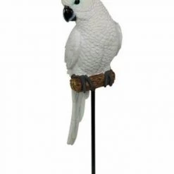 MALMAR 39cm White Cockatoo Bird On Stand - Australian Tropical Parrot Ornament Figurine