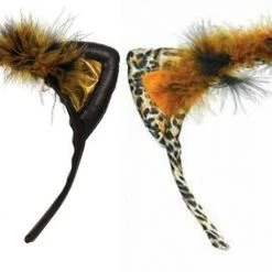 Balloonagencies Black & Brown Leopard Cat Ears Feather Headband Hair Accessory Costume Accessories