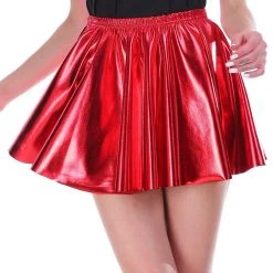 JD Party Red Christmas Outfit Metallic Skirt Beret Hat Teens Ladies Costume Kit