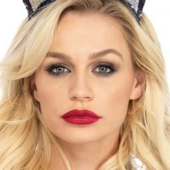 Morris Costumes Cat Ears Studded Silver Gold Sequin Ladies Headband Costume Accessory