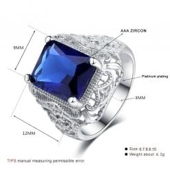 AliExpress Big Blue Zircon Stone Vintage Engagement Wedding Fashion Ladies Ring Fashion Jewelry