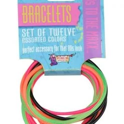 Tomfoolery 80s Rockstar Set Of 12 Assorted Colours Fluro Rubber Bracelets Costume Accessory Costume Accessories