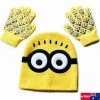 Unbranded Despicable Me Minions Beanie Hat & Gloves 3D Knitted Winter Yellow Set Kids Boys