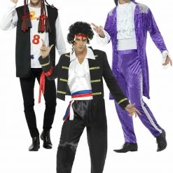 Smiffys Mens 80s Pop Star Idols Purple Rain Prince Adam Ant Or Boy George Mens Costume Costumes