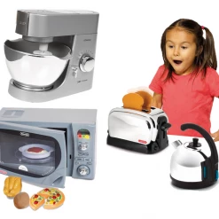 ATD Casdon Kitchen Appliances Breakfast Toy Set Microwave Toy Mixer Pretend Play Home & Garden