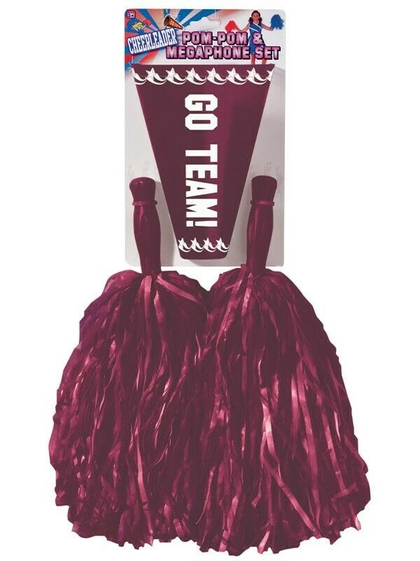 Morris Costumes Cheerleader Costume Pom Pom & Megaphone Pink Red White Black Blue Green Burgundy Costume Accessories 7 Morris Costumes Cheerleader Costume Pom Pom & Megaphone Pink Red White Black Blue Green Burgundy Costume Accessories