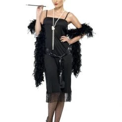 Smiffys Black Elegant Flapper 1920s Dress Charleston Great Gatsby Ladies Costume Costumes