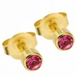 AliExpress Gold Birthstone Stud Earrings Sensitive Ears Stainless Steel Bezel Settings Pear