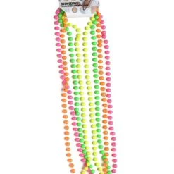Smiffys 80s Neon Fluorescent Beaded Necklace 4 Strands Costume Accessory