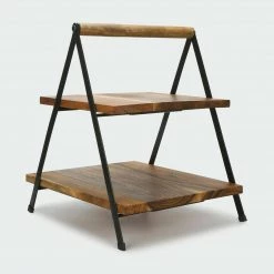 Kmart Serve & Share Acacia Wood 2 Tier Serving Tower Cheese Grazing Platter Home & Garden