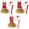 JD Party Candy Cane Tutu Christmas Ladies Costume Kit Christmas Dress Up Party