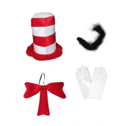 JD Party Dr Seuss Cat In The Hat Costume Top Hat Tutu Sparkle Socks Bow Tie Top Book Week Costumes