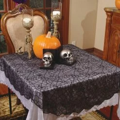 Morris Lace Spider Web Table Cloth Round Halloween Party Decoration