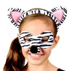 Sweidas Costume Accessories Farm Animal Headband & Mask Costume Set Sheep Panda Owl Fox Frog Cat Horse Zebra