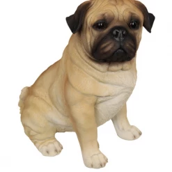 MALMAR Home & Garden Large 36cm Sitting Pug Dog Home Decor Garden Ornament Animal Statue Sculpture