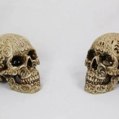 MALMAR Home & Garden Skull Head Skeleton Carved Halloween Statue Figurine Ornament Sculpture 14cm