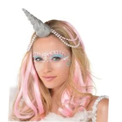 Balloon Agencies Unicorn Horn Gold Silver Rainbow Glittered Pastel Tail Costume Accessory Wigs