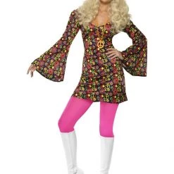 Smiffys 60s Hippie Hippy Groovy Psychedelic Ladies Size Med 12 -14 Costume
