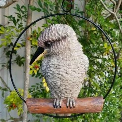 MALMAR 25cm Realistic Kookaburra Bird In Hanging Ring Australian Native Garden Ornament Home & Garden