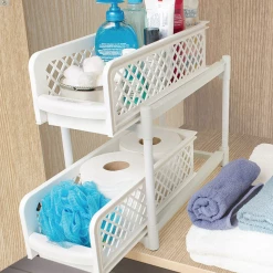 CATCH Home & Garden 2 Tier Bathroom Pantry Storage Baskets Sliding Drawers Shelf Spices Tin Food