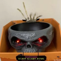 Unbranded Animated Scary Skull & Hand Grabbing Candy Bowl Halloween Decoration Prop