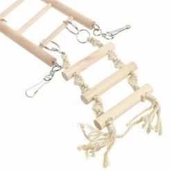 Unbranded Home & Garden Bird Cage Ladder Swing With Chew Rope Climbing Bird Play Set Budgie Parrot