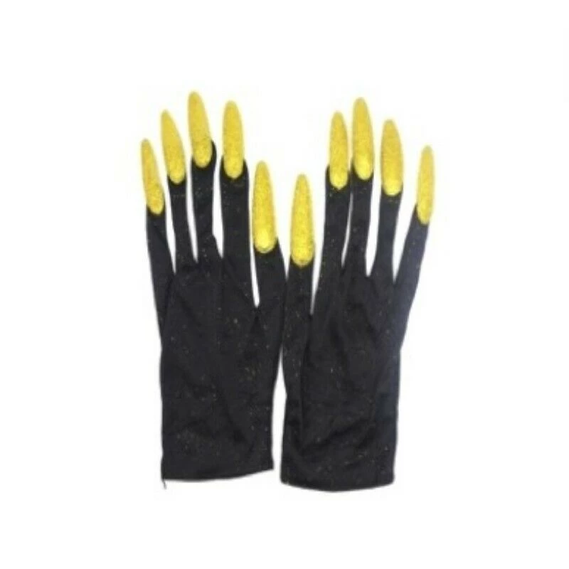 JD Party Black Gloves With Long Glitter Nails Halloween Devil Vampire Costume Accessory Halloween Costumes 1 JD Party Black Gloves With Long Glitter Nails Halloween Devil Vampire Costume Accessory Halloween Costumes
