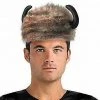 Sweidas Water Buffalo Faux Fur Hat Brown & Black Horns Deluxe Costume Hat