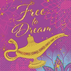 Balloon Agencies 16Pk Aladdin Genie Lamp Beverage Cake Serviettes Napkins Party Supplies