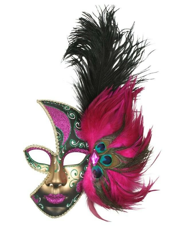 Tomfoolery Elegant Feather Mardi Gras Ladies Masquerade Mask Costume Accessories 2 Tomfoolery Elegant Feather Mardi Gras Ladies Masquerade Mask Costume Accessories