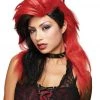 Unbranded Wicked Desire Red & Black Shaved Sides Rave Mohawke Ladies Costume Wig Wigs