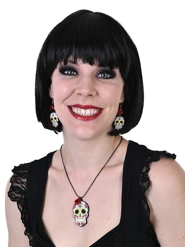 Tomfoolery Day Of The Dead Earrings And Necklace Set Halloween Costume Accessory 1 Tomfoolery Day Of The Dead Earrings And Necklace Set Halloween Costume Accessory