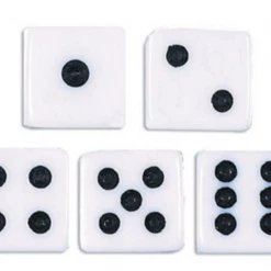 Balloon Agencies SET OF FIVE Casino Playing Dice 6 Sided White & Black Dots Game Play Board Game