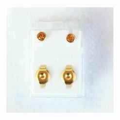AliExpress Gold Birthstone Stud Earrings Sensitive Ears Stainless Steel Bezel Settings Pear