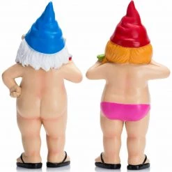 MAL 2 X 29cm Nudist Garden Gnomes Naughty Naked Standing Drinking Ornament Statue Home & Garden
