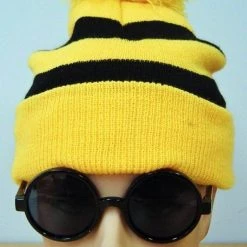 Unbranded Odlaw Yellow Black Wenda Waldo Wally Beanie Hat Glasses Moustache Costume Kit Costume Accessories