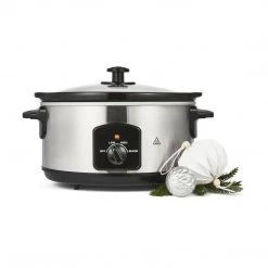 Kmart Home & Garden 5L Electric Slow Cooker Stainless Steel With Removable Ceramic Pot & 3 Settings