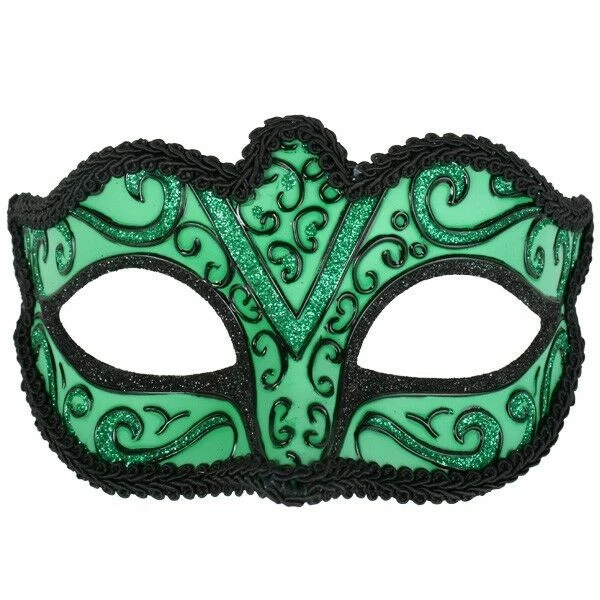 Tomfoolery Burlesque Glitter Masquerade Mask With Black Braiding & Ribbons 12 Tomfoolery Burlesque Glitter Masquerade Mask With Black Braiding & Ribbons