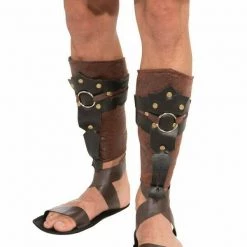Tomfoolery Leather Look Roman Leg Guards Gladiator Ancient Greek Fancy Dress Accessory Costume Accessories