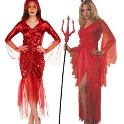 Rubie's Long Shiny Red Diabla Sexy Devil Bride Size STD Halloween Ladies Costume