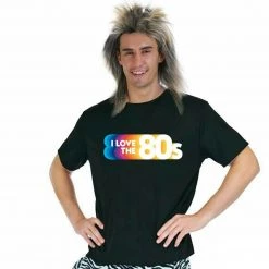 JD Adult Mens I Love The 80s Printed T-Shirt 1980s Party Top Neon Dress Up Costumes