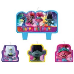 Officially Licensed DreamWorks Trolls Product Party Supplies Trolls World Tour Happy Birthday Candle Set 4ct