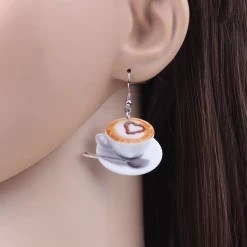 AliExpress Cappuccino Coffee Cup Barista Earrings For Pierced Ears Creative Jewellery