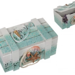 MAL Home & Garden Beach Home Decor Ornaments Pearls Gems Sail Boat Yacht Trinket Box Key Box