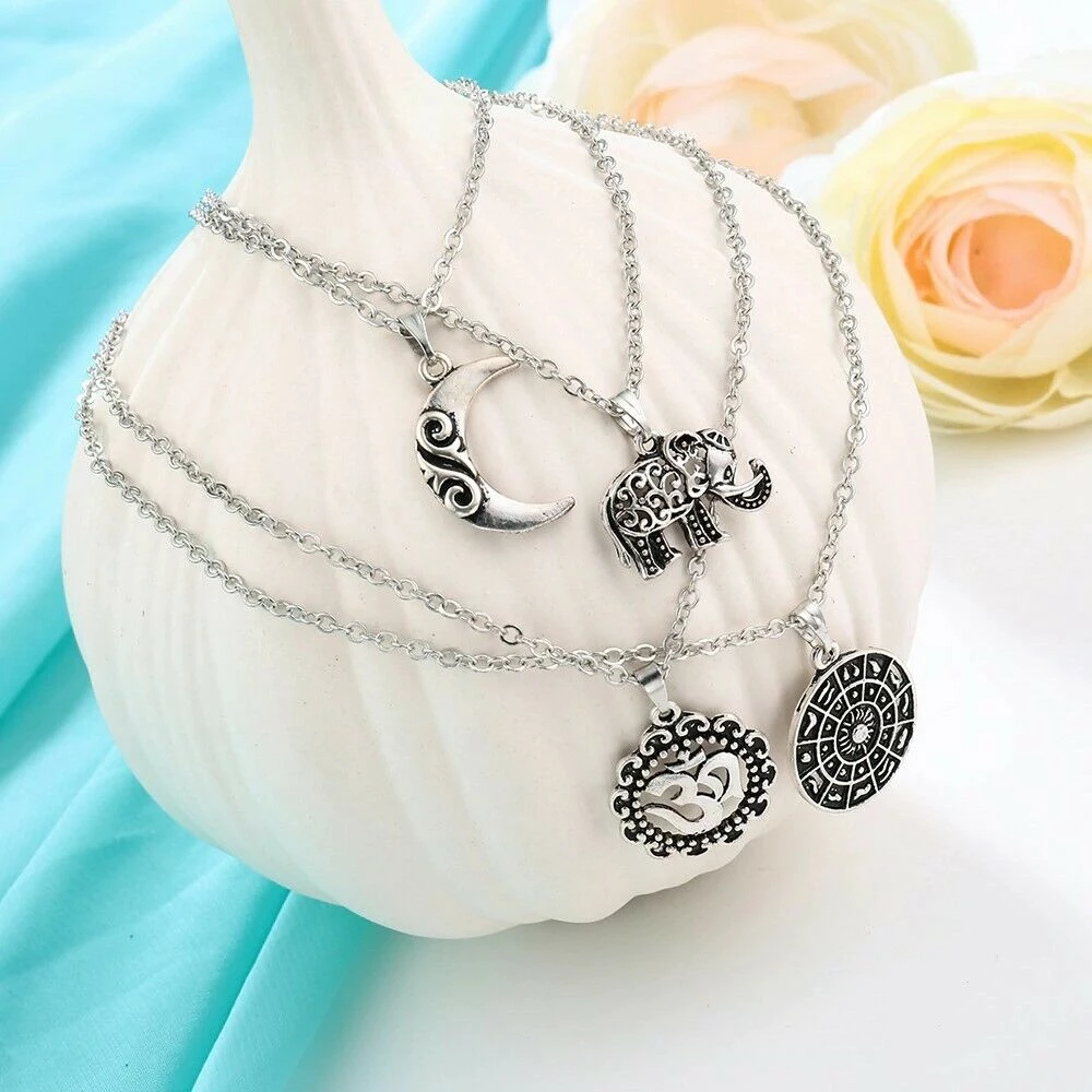 Unbranded Bohemian Multilayer Chain Punk Elephant Moon Shell Pendants Ladies Necklace Fashion Jewelry 2 Unbranded Bohemian Multilayer Chain Punk Elephant Moon Shell Pendants Ladies Necklace Fashion Jewelry