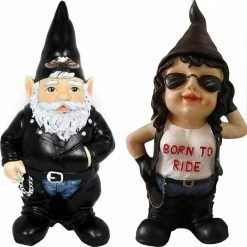 MAL Bikie Biker Girl Garden Gnome Statue Funny Ornament Gnomes Mens Novelty Gift Set Home & Garden