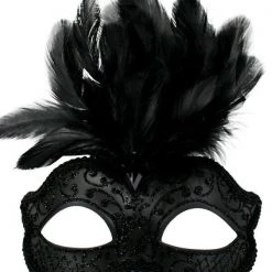 Tomfoolery Burlesque Glitter Masquerade Mask With Feathers And Gem Costume Mask 27 Tomfoolery Burlesque Glitter Masquerade Mask With Feathers And Gem Costume Mask